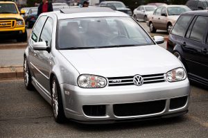 Silver Volkswagen Golf parked outdoors, representing a vehicle affected by DSG failure and transmission performance issues.