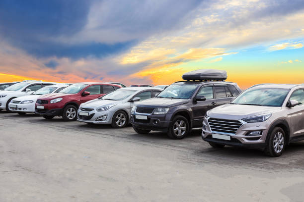 墨尔本二手车市场常见的热门车型在停车场整齐排放